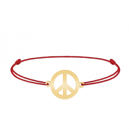 Bratari personalizate - Peace - Bratara personalizata semnul pacii din argint 925 placat cu aur galben 24K