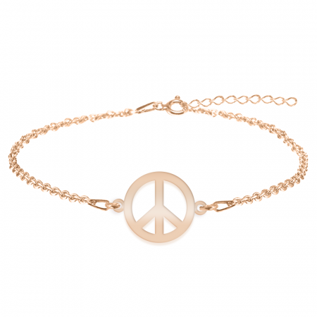Bratari personalizate - Peace - Bratara personalizata semnul pacii din argint 925 placat cu aur roz