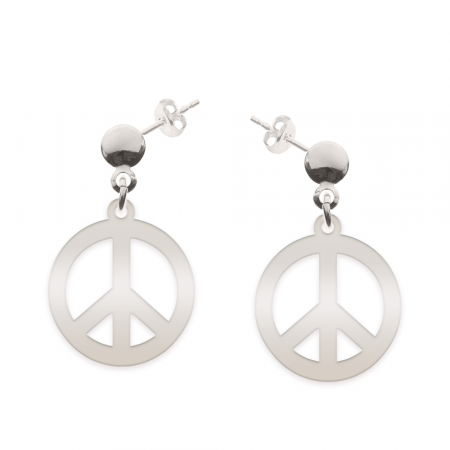 Cercei din argint - Peace - Cercei personalizati semnul pacii cu tija din argint 925