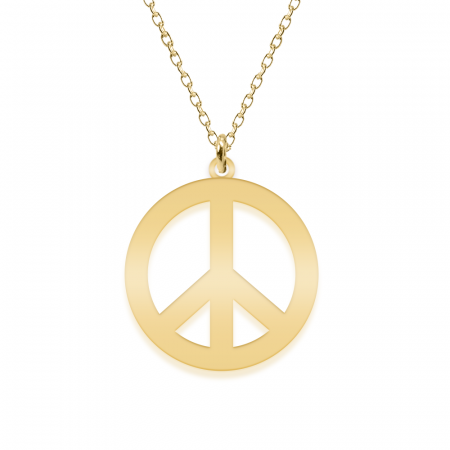 Bratari personalizate - Peace - Colier personalizat semnul pacii din argint 925 placat cu aur galben 24K