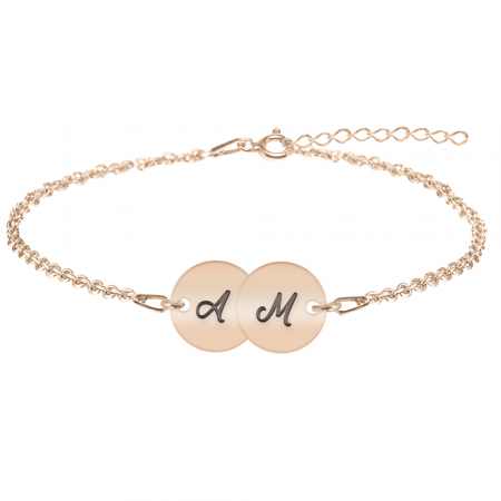 Bijuterii personalizate - Penny - Bratara personalizata doi banuti din argint 925 placat cu aur roz