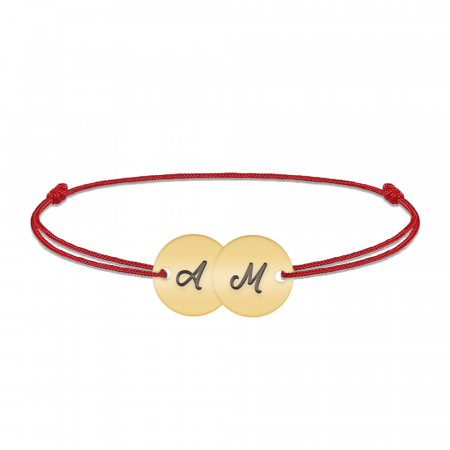 Bratari personalizate - Penny - Bratara personalizata snur doi banuti din argint 925 placat cu aur galben 24K