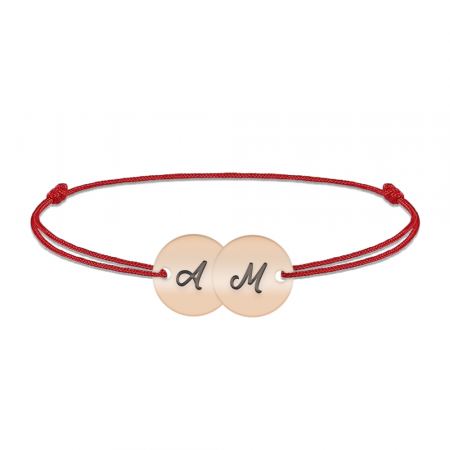 Bratari personalizate - Penny - Bratara personalizata snur doi banuti din argint 925 placat cu aur roz