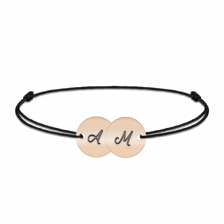 Penny - Bratara personalizata snur doi banuti din argint 925 placat cu aur roz [2]