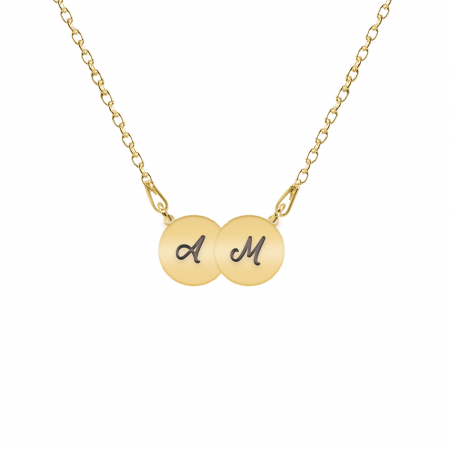 Bijuterii placate cu aur - Penny - Colier personalizat doi banuti din argint 925 placat cu aur galben 24K