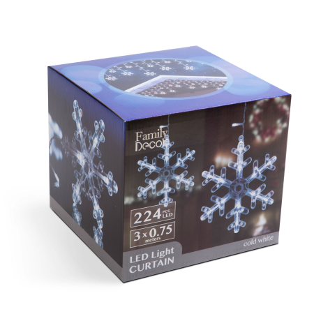 Perdea luminoasă LED - fulg de nea - 3 x 0,75 m - 224 LED-uri alb rece - IP44 [4]