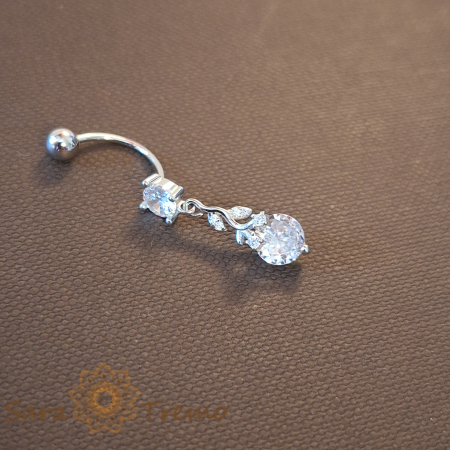 Piercing buric din argint 925 cu cristale zirconia albe în formă de floare, 3.5 cm [1]