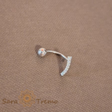 Piercing buric din argint 925 cu model semicircular si cristale zirconia - 1.5 cm [1]