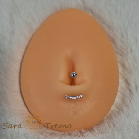 Piercinguri pentru buric - Piercing buric din argint 925 cu model semicircular si cristale zirconia - 1.5 cm