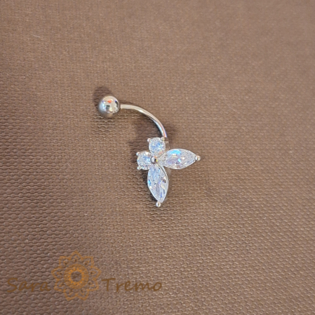 Piercing Buric din Argint cu Fluture Strălucitor [1]
