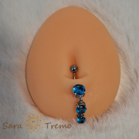 Piercinguri - Piercing buric cu cristale zirconia turcoaz SaraTremo