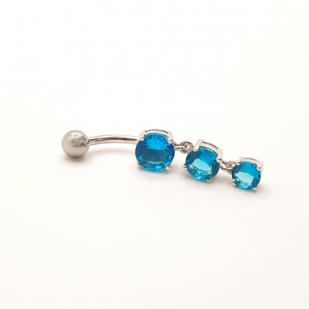 Piercing buric cu cristale zirconia turcoaz SaraTremo [2]