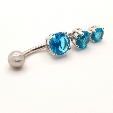 Piercing buric cu cristale zirconia turcoaz SaraTremo [3]