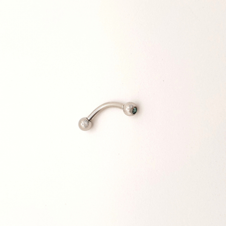 Piercing curbat cu bilă mică și cristal zirconia bleu [2]