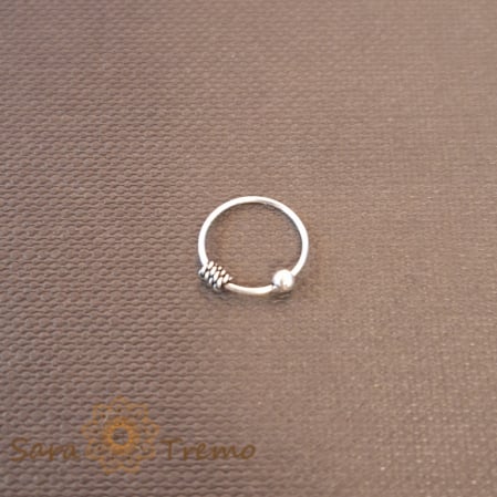 Piercinguri - Piercing nas unisex cu 2 decoratiuni, argint 925 - diametru 1 cm