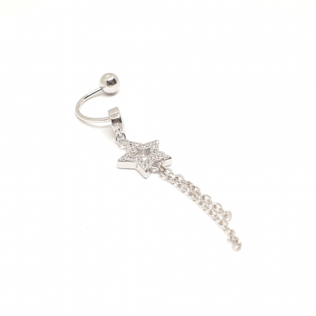 Piercing pentru buric din argint cu steluta si lanturi 5 cm [2]