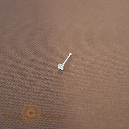 Cercei pentru nas - Piercing pentru nas din argint cu cristal zirconia alb patrat