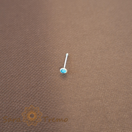 Cercei pentru nas - Piercing pentru nas din argint cu cristal zirconia albastru - SaraTremo