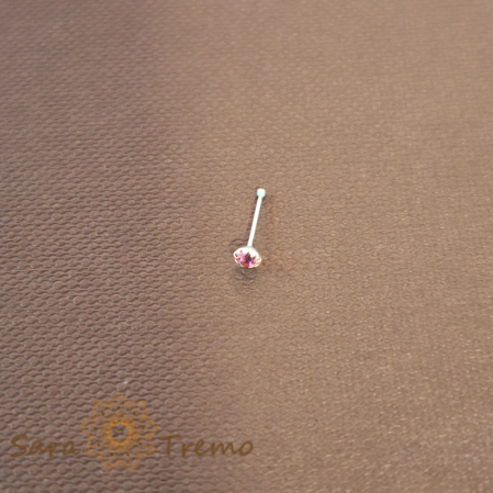 Piercing pentru nas din argint cu cristal zirconia roz - SaraTremo [0]
