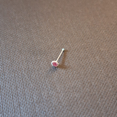 Piercing pentru nas din argint cu cristal zirconia roz - SaraTremo [2]