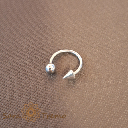 Piercing pentru ureche - Piercing Titan Potcoavă cu Bilă Mare și Săgeată Mare, 1.2 cm