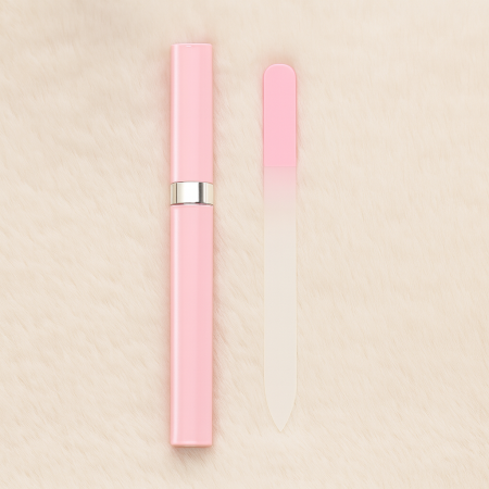 Accesorii - Pila de unghii din sticlă cu husă elegantă roz