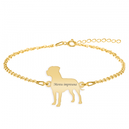Bijuterii personalizate - Pitbull - Bratara personalizata Pitbull din argint 925 placat cu aur galben 24K