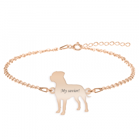 Bijuterii personalizate - Pitbull - Bratara personalizata Pitbull din argint 925 placat cu aur roz