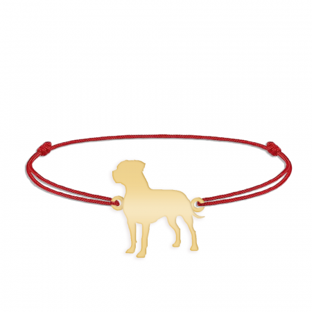 Bijuterii personalizate - Pitbull - Bratara personalizata snur Pitbull din argint 925 placat cu aur galben 24K