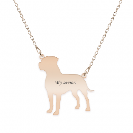 Bijuterii placate cu aur - Pitbull - Colier personalizat Pitbull din argint 925 placat cu aur roz