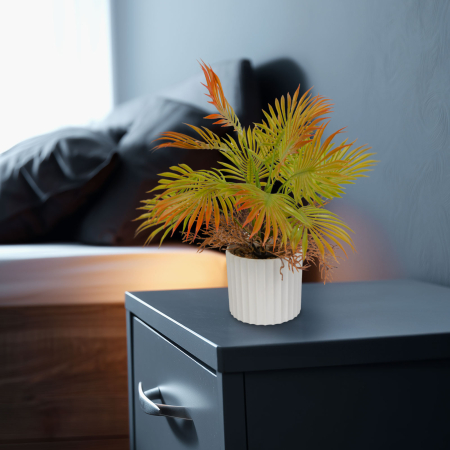 Pentru casa - Planta artificiala palmier decorativ 22 cm, in ghiveci, design realist, decor casa birou