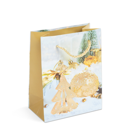 Pungă cadou pentru Crăciun - hârtie - 114 x 64 x 146 mm - 4 tipuri/ pachet [3]