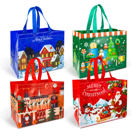 Articole de Sezon, Sarbatori si Evenimente - Pungă de cadouri de Crăciun - 31 x 25 x 17 cm - 4 modele