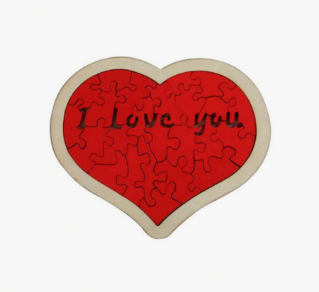 Puzzle inima din lemn – „I Love You” (12 cm) [2]