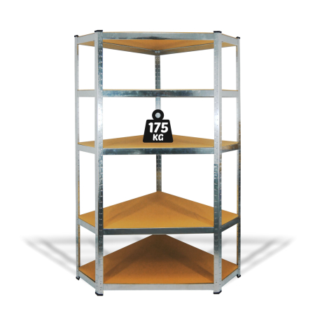 Pentru casa - Raft Metalic de Colt cu 5 Polite, 180 x 90 x 30 cm, Capacitate 175 kg / Polita