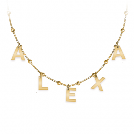 Bijuterii placate cu aur - Raya - Colier tip salba din argint 925 placat cu aur galben 24K personalizat cu nume