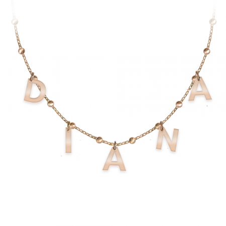 Bijuterii placate cu aur - Raya - Colier tip salba din argint 925 placat cu aur roz personalizat cu nume