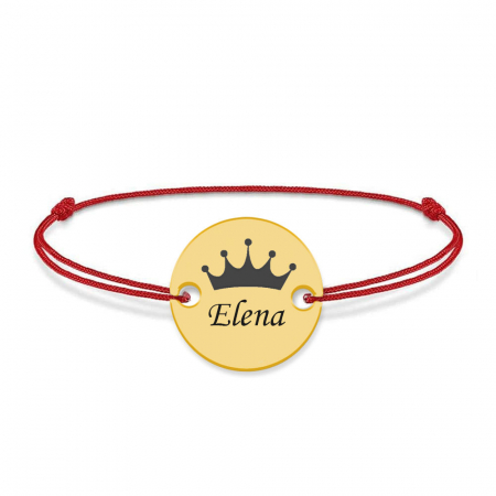 Bratari personalizate - Regali - Bratara personalizata banut argint 925 placat cu aur galben 24K cu nume si corona