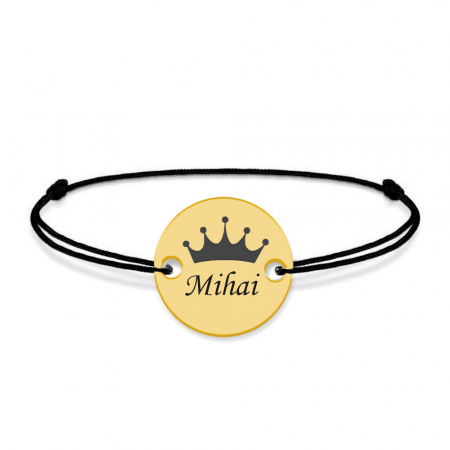Regali - Bratara personalizata banut argint 925 placat cu aur galben 24K cu nume si corona [1]