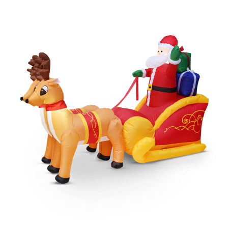 Pentru casa - Sanie gonflabilă a lui Moș Crăciun - 230 cm - IP44 - 9 LED-uri albe - 100 - 240 V