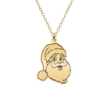 Bijuterii din argint placate cu aur 24K - Santa - Colier personalizat Mos Craciun din argint 925 placat cu aur galben 24K