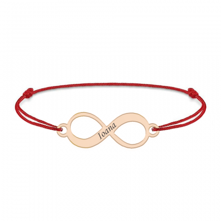 Bratari personalizate - Saray - Bratara personalizata cu snur si infinit din argint placat cu aur roz