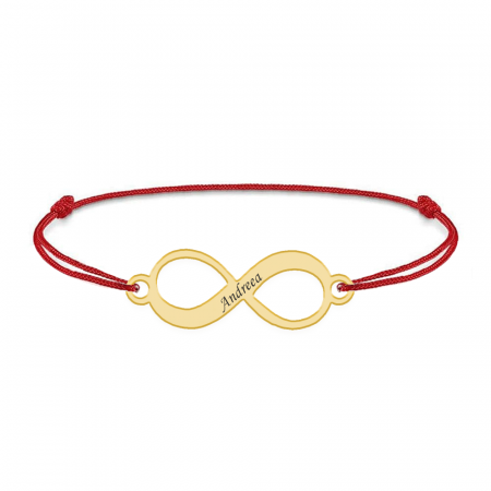 Bratari personalizate - Saray - Bratara personalizata din snur cu infinit din argint placat cu aur galben 24K cu nume