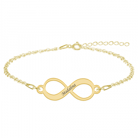 Bratari personalizate - Saray - Bratara personalizata inifinit nume din argint 925 placat cu aur galben 24K