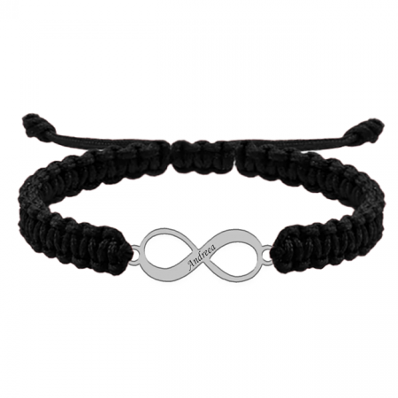 Bratari personalizate - Saray - Bratara personalizata snur impletit infinit si nume gravat din argint 925