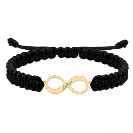 Bratara personalizata snur impletit infinit si nume gravat din argint 925 placat cu aur galben 24K [1]