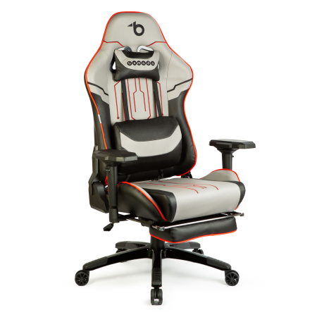 Articole Generale Casa - Scaun de gaming cu pernă - gri/negru/roșu - 84 x 52 / 48 x 50 cm