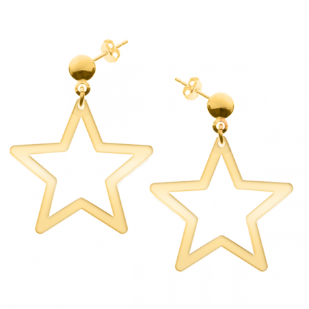 Cercei personalizati - Selena - Cercei personalizati stea din argint 925 placat cu aur galben 24K - Tija