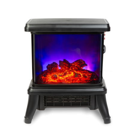 Semineu electric decorativ, LED, radiator 1000-1500W, termostat, negru [3]