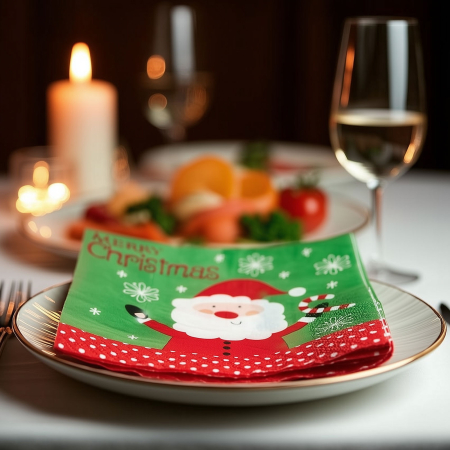 Articole de Sezon, Sarbatori si Evenimente - Șervețele de hârtie de Crăciun - Moș Crăciun - 33 x 33 cm - 16 buc / pachet